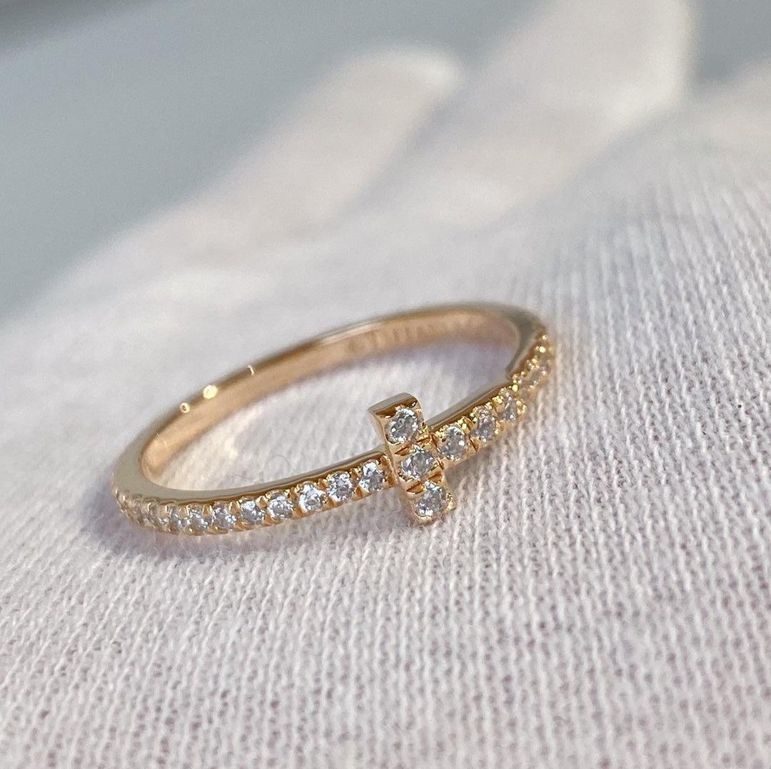 T Ring Diamond Rose Gold – LUX VERSE Luxury Designer Fashion Outlet
