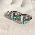 T Wire Turquoise Diamond Ring Silver – LUX VERSE Luxury Designer Fashion Outlet