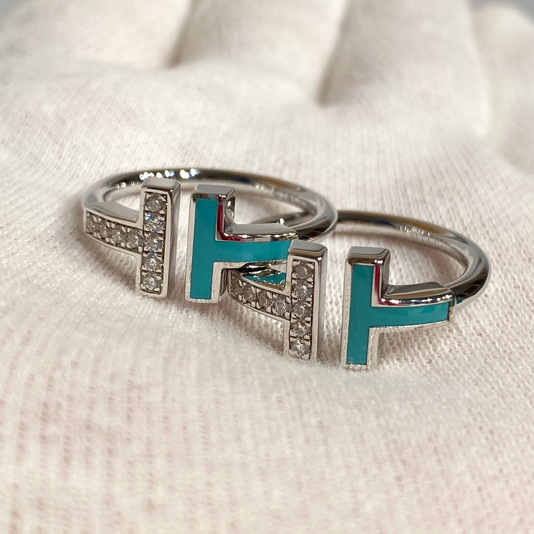T Wire Turquoise Diamond Ring Silver – LUX VERSE Luxury Designer Fashion Outlet