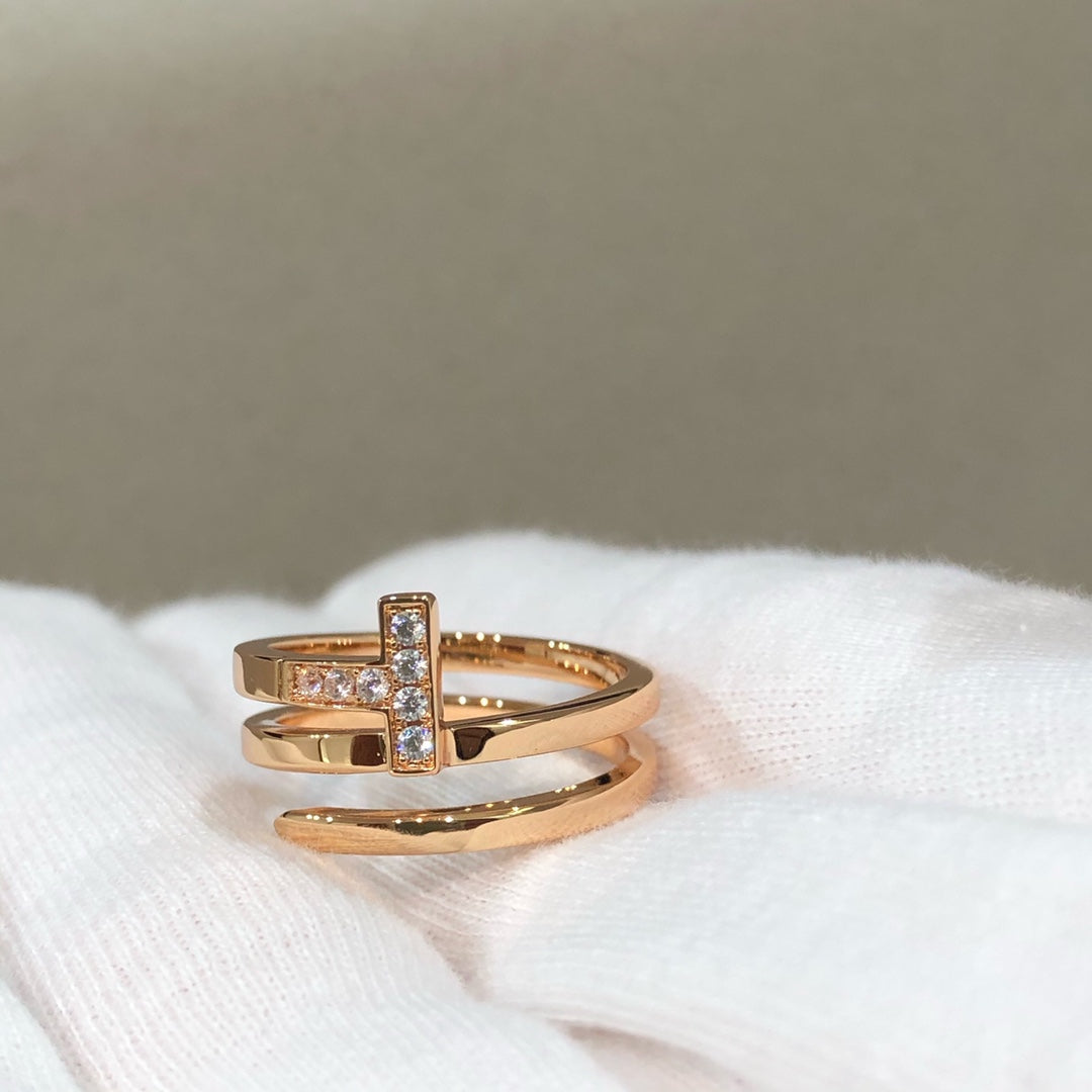 T Wire Double Rows Ring Rose Gold – LUX VERSE Luxury Designer Fashion Outlet
