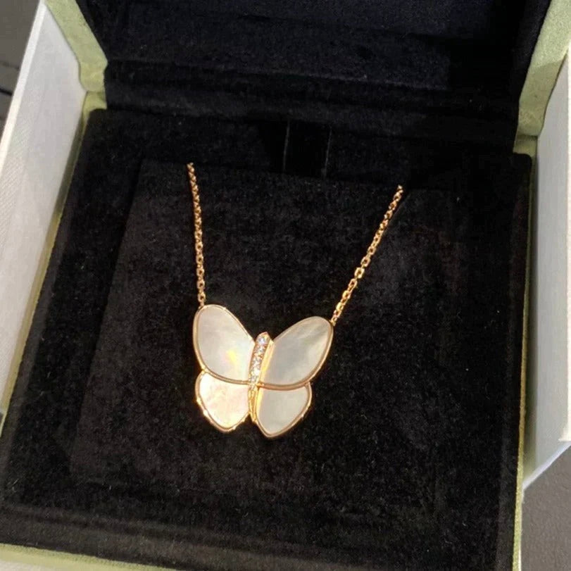 Butterfly Gold Mop Diamond Necklace – LUX VERSE Luxury Designer Fashion Outlet