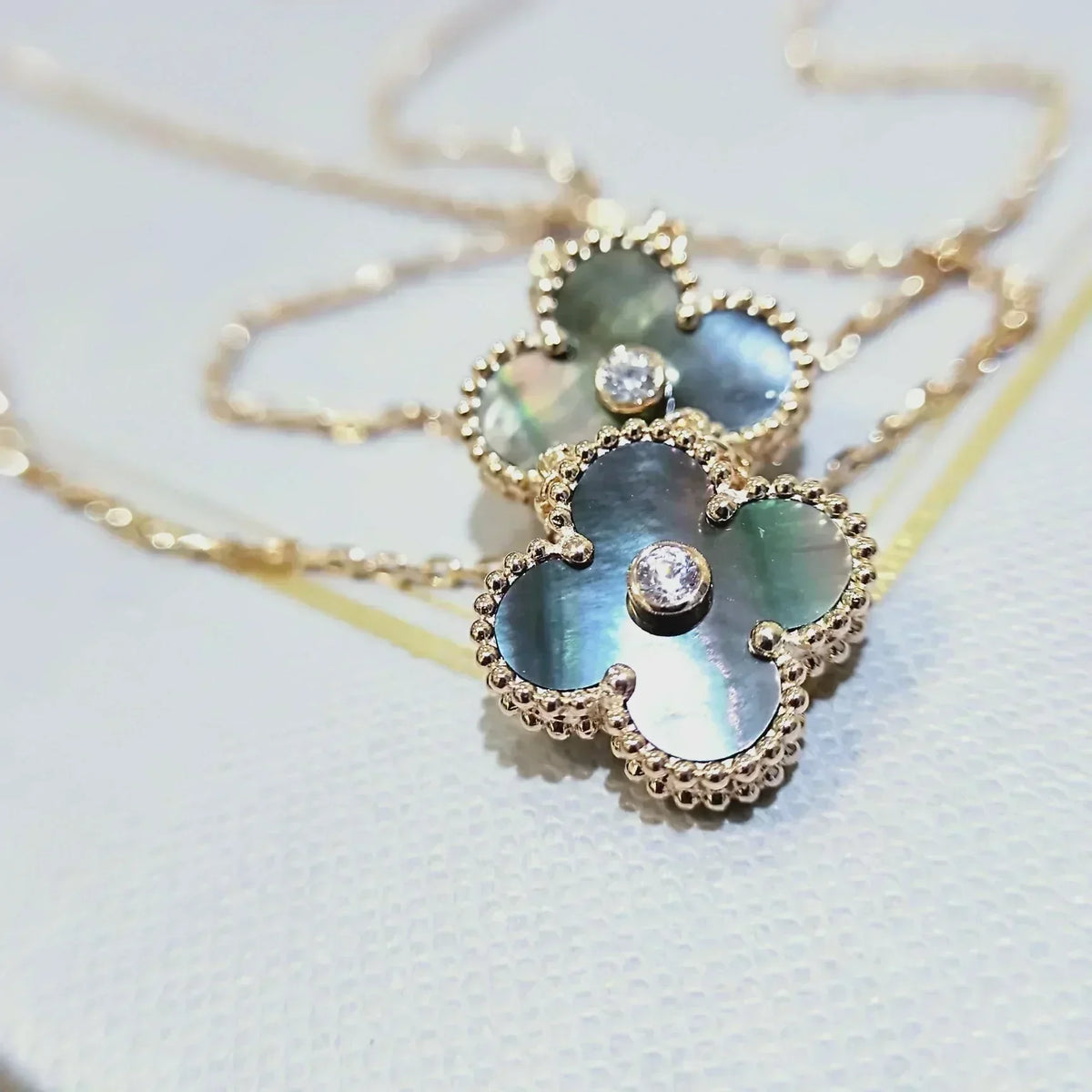 Clover 15mm Diamond and Mother-of-grey Necklace – LUX VERSE Luxury Designer Fashion Outlet