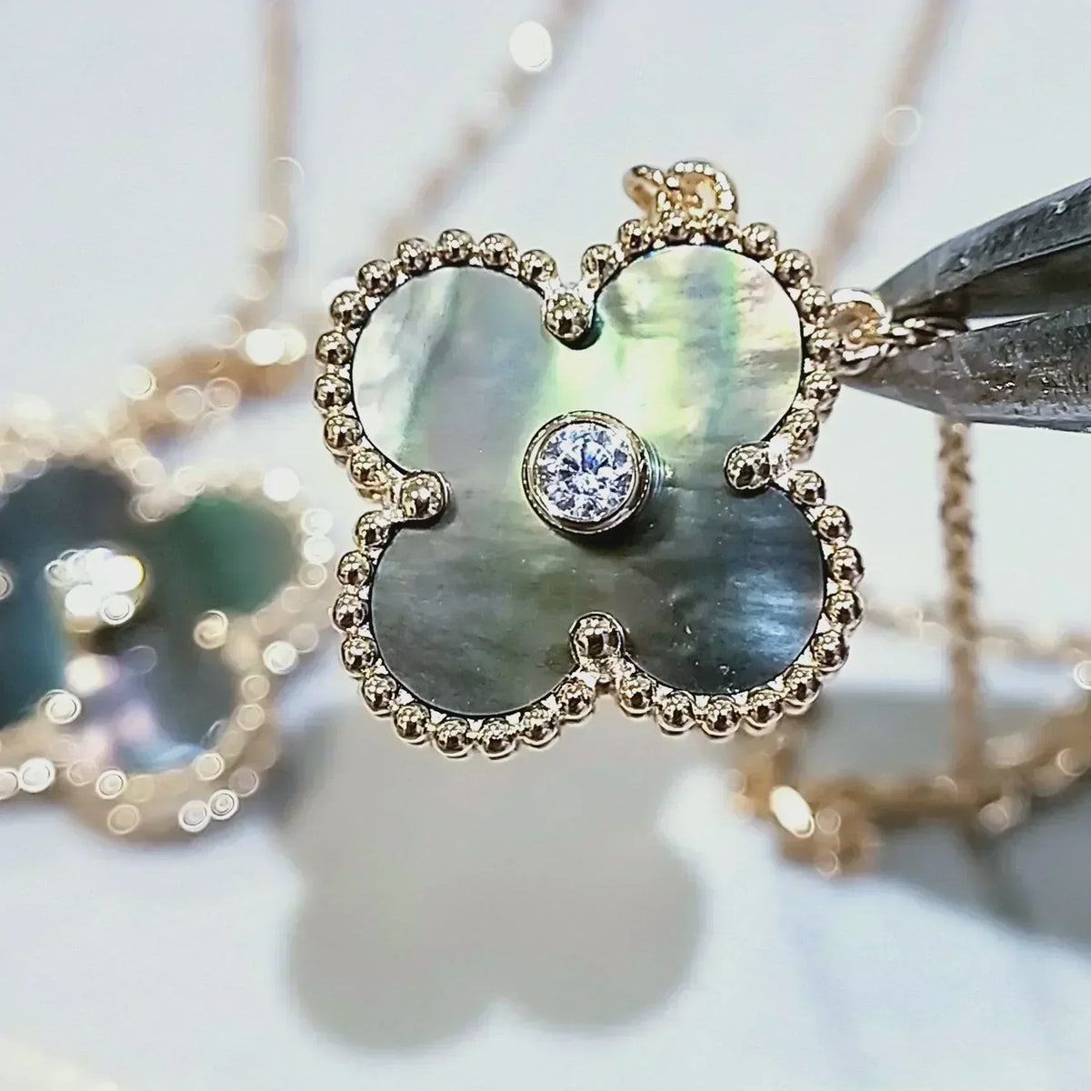 Clover 15mm Diamond and Mother-of-grey Necklace – LUX VERSE Luxury Designer Fashion Outlet