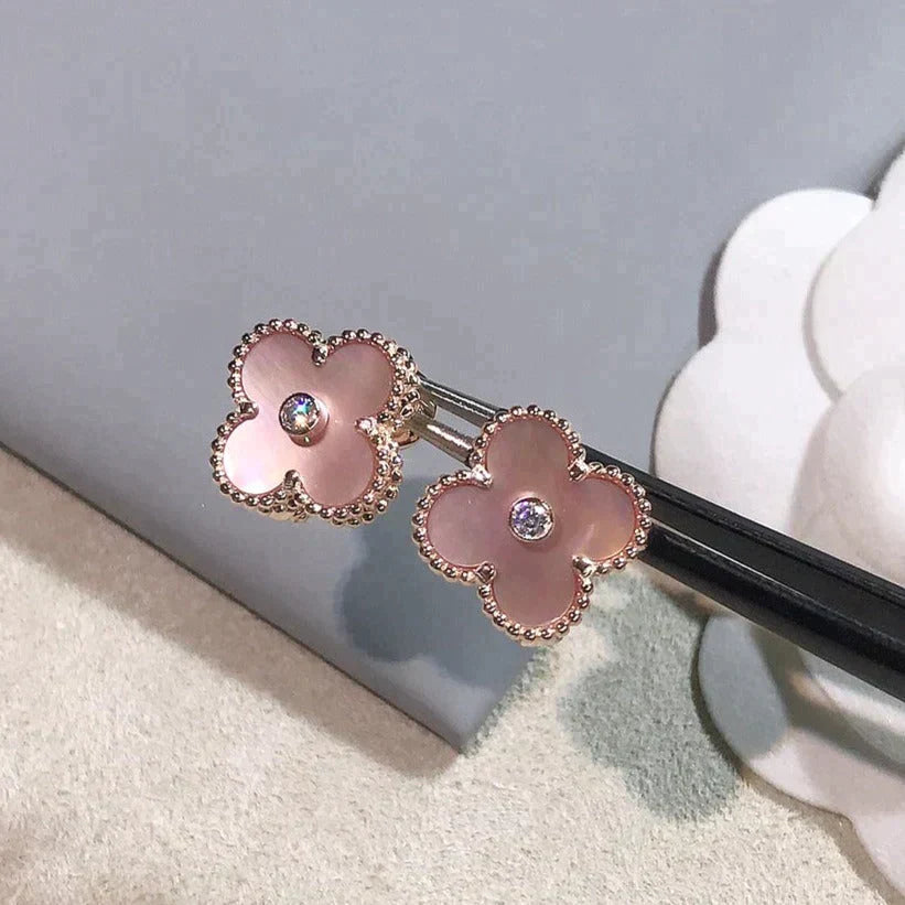 Clover Medium 1 Motifs  Pink Mop Diamond Earrings – LUX VERSE Luxury Designer Fashion Outlet