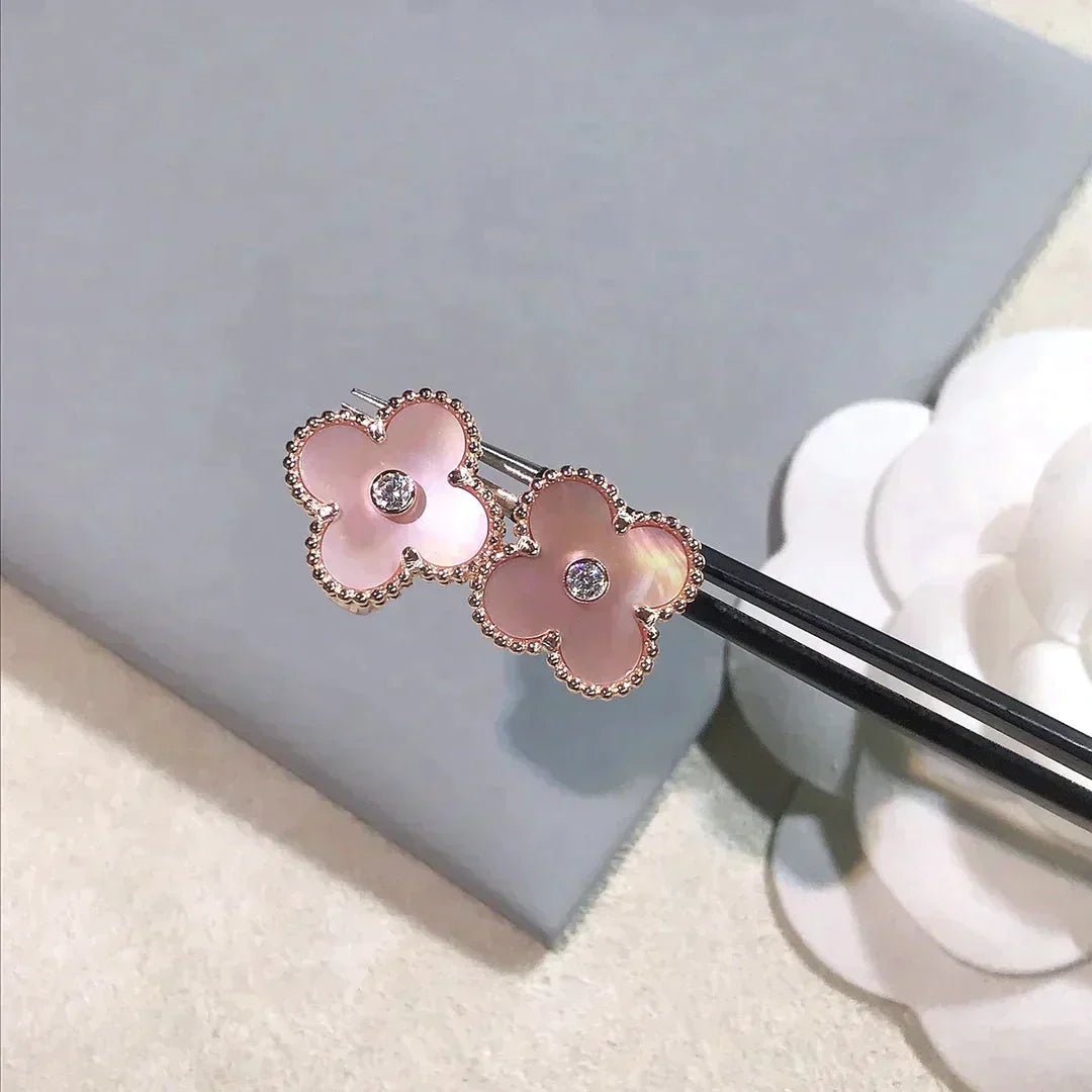 Clover Medium 1 Motifs  Pink Mop Diamond Earrings – LUX VERSE Luxury Designer Fashion Outlet