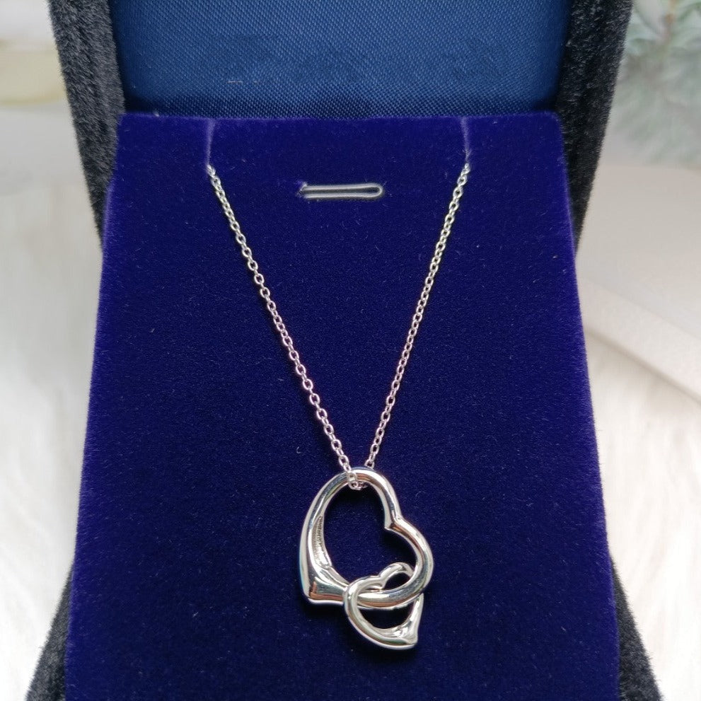 Double Heart Silver Necklace – LUX VERSE Luxury Designer Fashion Outlet