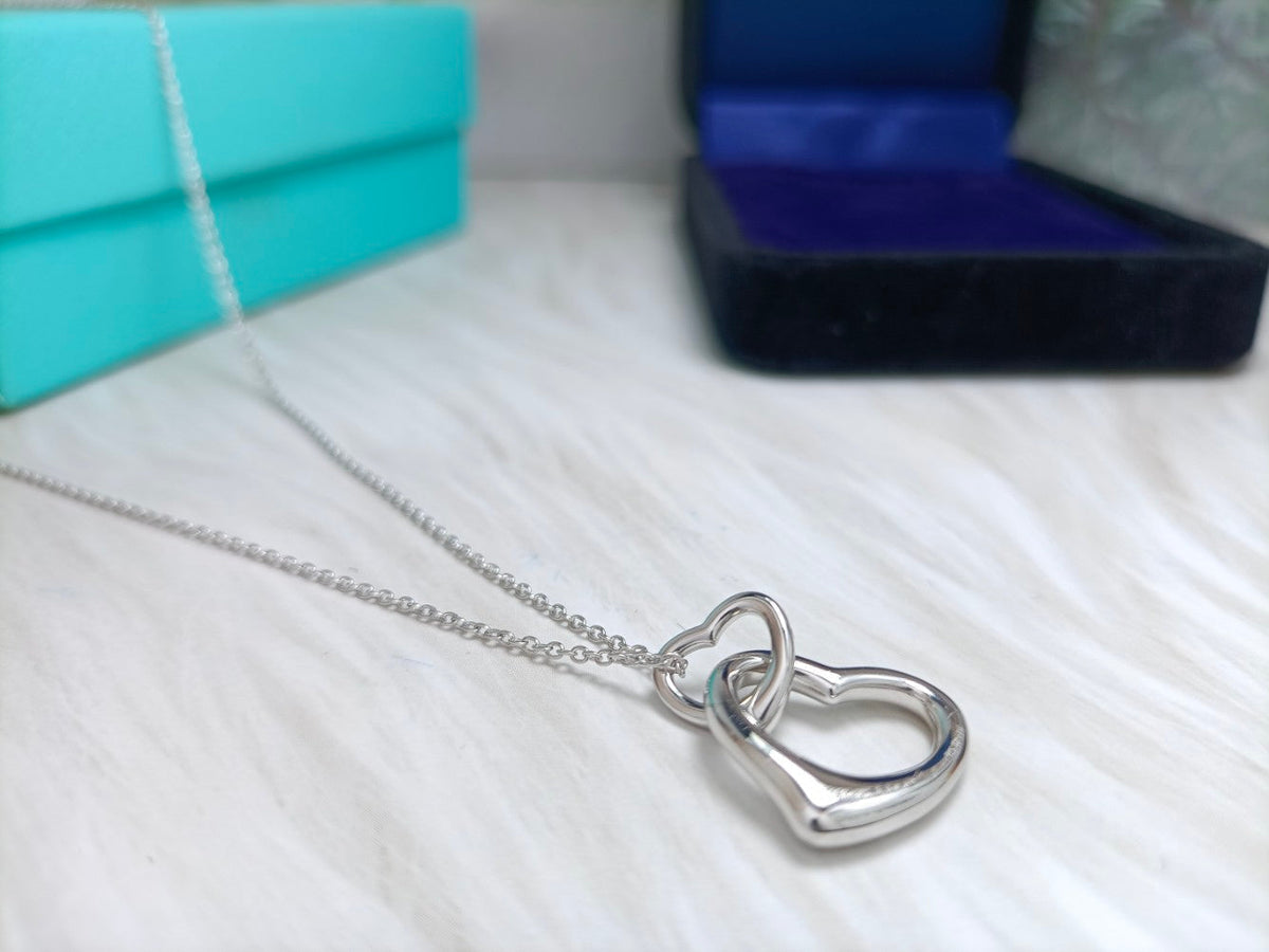 Double Heart Silver Necklace – LUX VERSE Luxury Designer Fashion Outlet