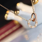 Love Double Ring Diamond Necklace – LUX VERSE Luxury Designer Fashion Outlet
