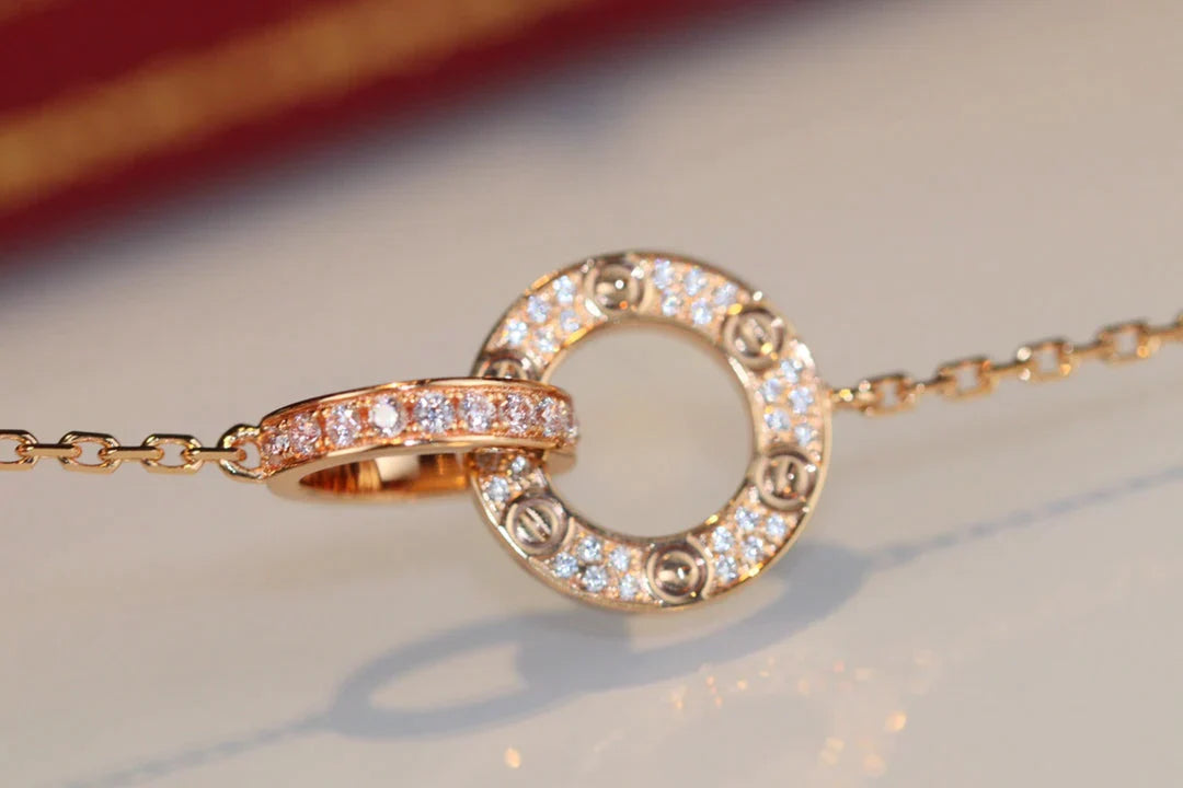 Love Double Ring Diamond Necklace – LUX VERSE Luxury Designer Fashion Outlet