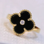 Clover Onyx Ring Gold Diamond – LUX VERSE Luxury Designer Fashion Outlet