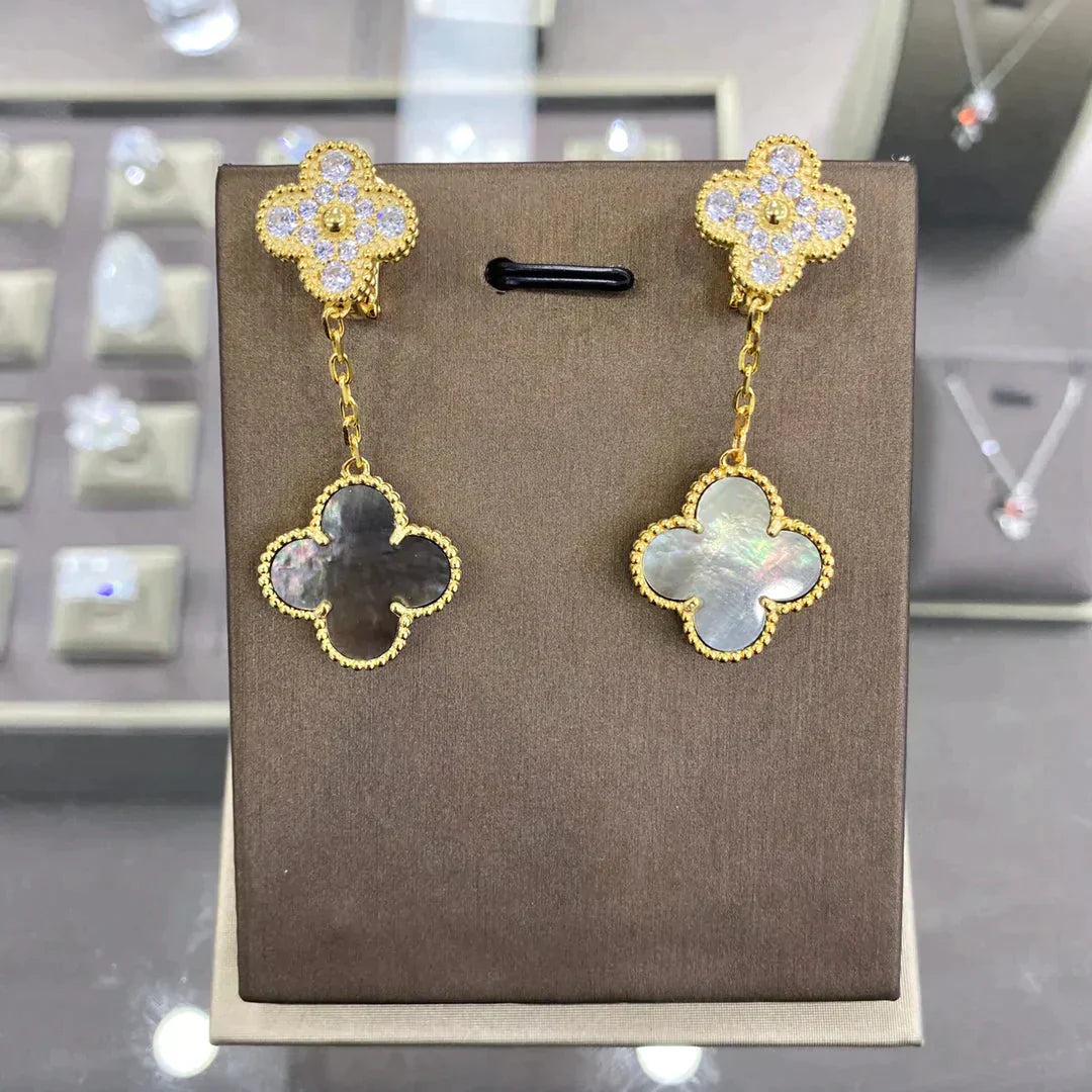 Clover  2 Motifs  Diamond  Earrings (multiple Choices） – LUX VERSE Luxury Designer Fashion Outlet