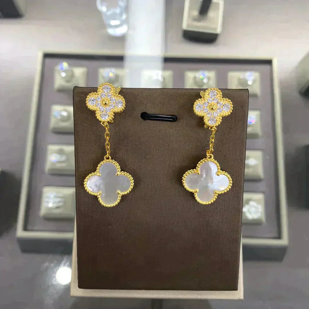 Clover  2 Motifs  Diamond  Earrings (multiple Choices） – LUX VERSE Luxury Designer Fashion Outlet