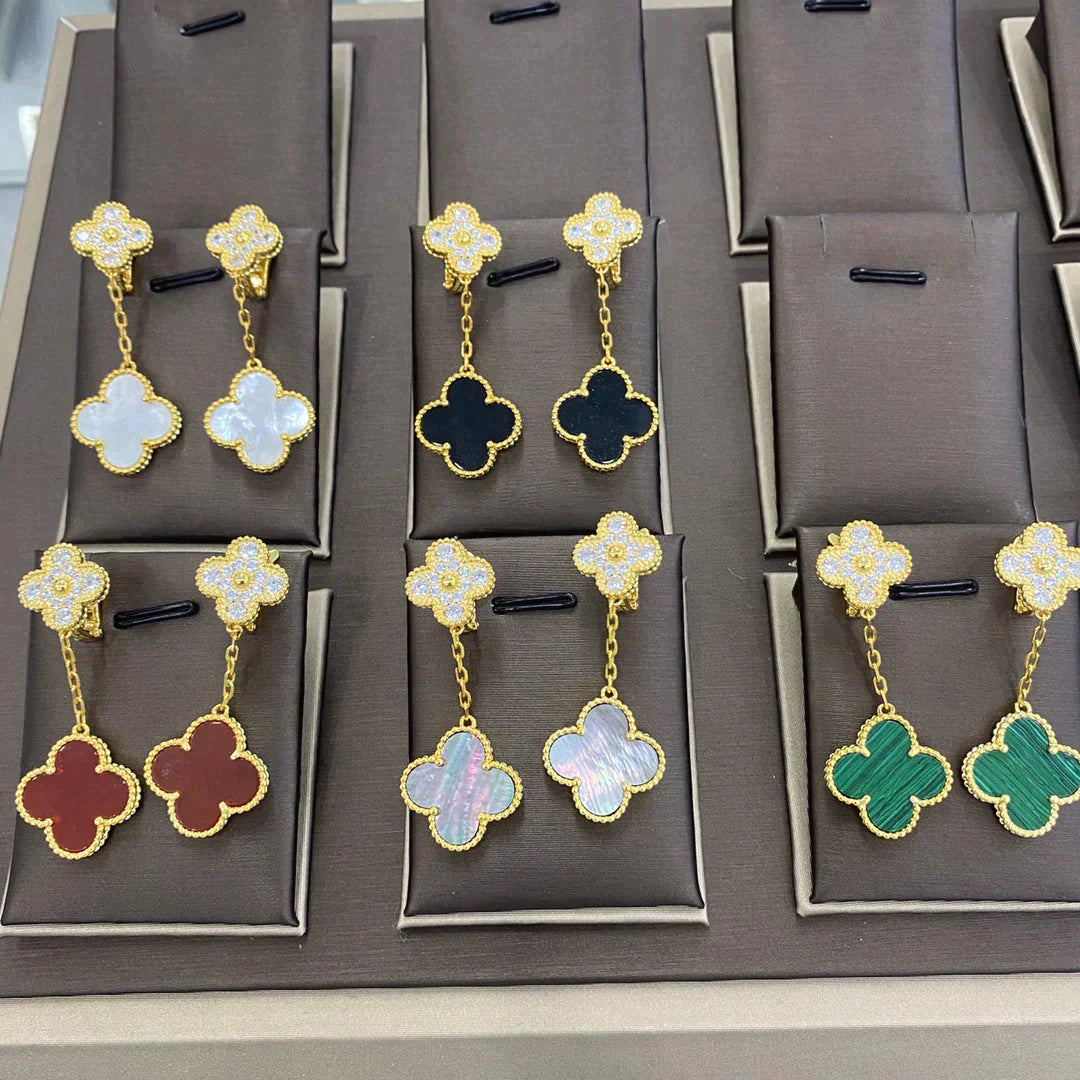 Clover  2 Motifs  Diamond  Earrings (multiple Choices） – LUX VERSE Luxury Designer Fashion Outlet