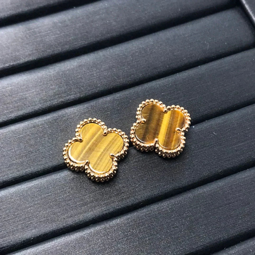 Clover Medium 1 Motifs Tiger Eye Earrings – LUX VERSE Luxury Designer Fashion Outlet