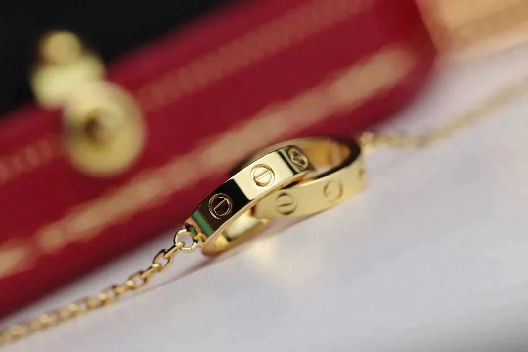 Love Necklace Double Ring Gold – LUX VERSE Luxury Designer Fashion Outlet