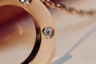 LOVE NECKLACE 16MM 6 DIAMONDS ROSE GOLD