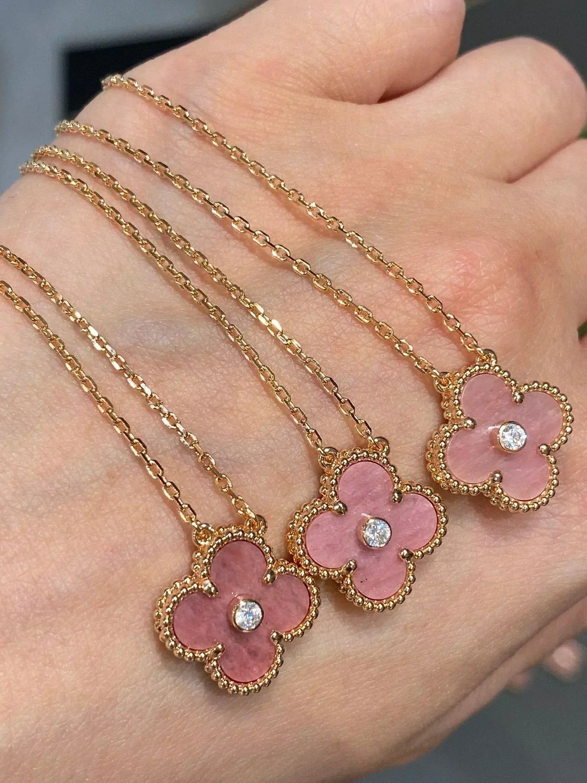 Clover 15mm Diamond Rhodonite Necklace – LUX VERSE Luxury Designer Fashion Outlet