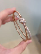 Knot Double Row Rose Gold Diamond Bracelet – LUX VERSE Luxury Designer Fashion Outlet