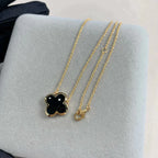 Pure Clover Gold Onyx Necklace – LUX VERSE Luxury Designer Fashion Outlet