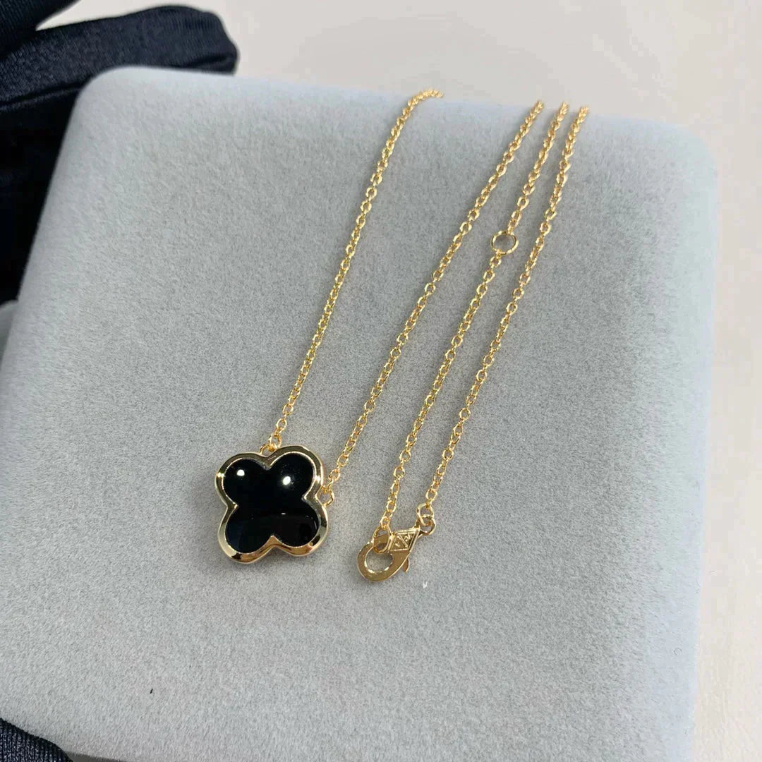 Pure Clover Gold Onyx Necklace – LUX VERSE Luxury Designer Fashion Outlet
