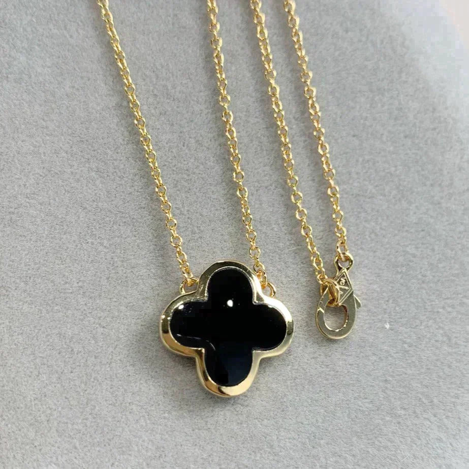 Pure Clover Gold Onyx Necklace – LUX VERSE Luxury Designer Fashion Outlet