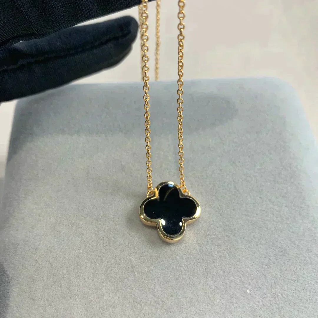 Pure Clover Gold Onyx Necklace – LUX VERSE Luxury Designer Fashion Outlet