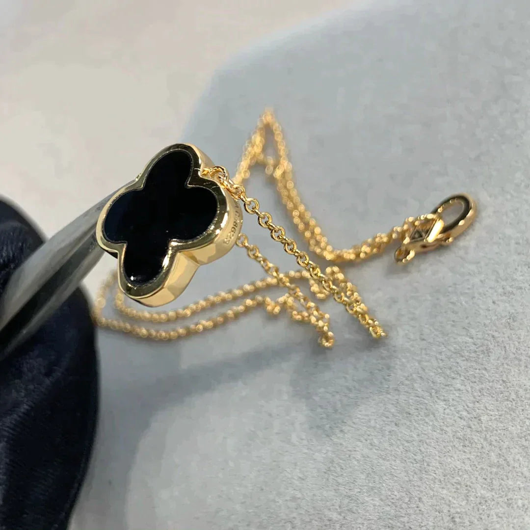 Pure Clover Gold Onyx Necklace – LUX VERSE Luxury Designer Fashion Outlet