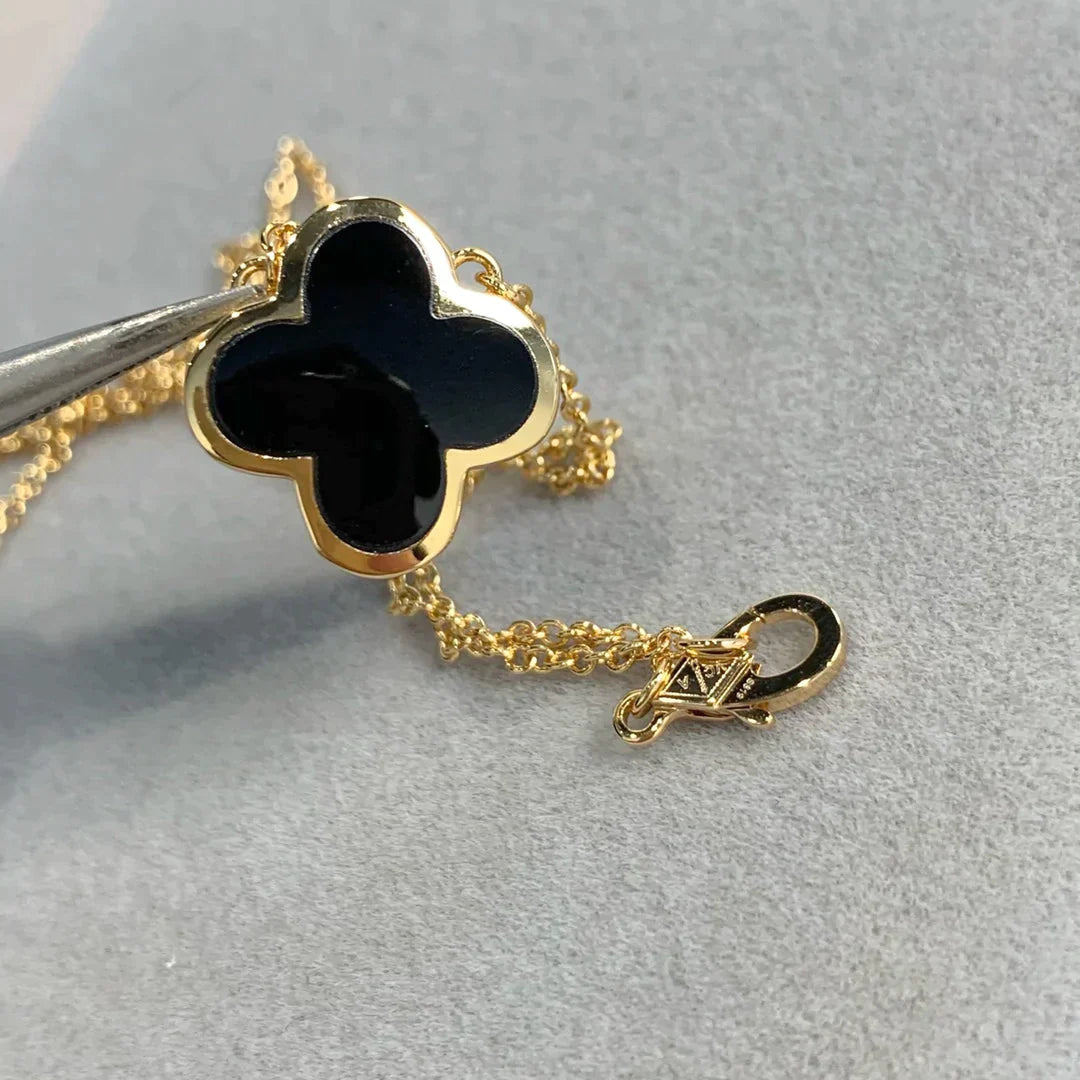 Pure Clover Gold Onyx Necklace – LUX VERSE Luxury Designer Fashion Outlet
