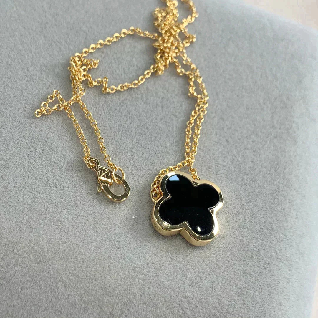 Pure Clover Gold Onyx Necklace – LUX VERSE Luxury Designer Fashion Outlet
