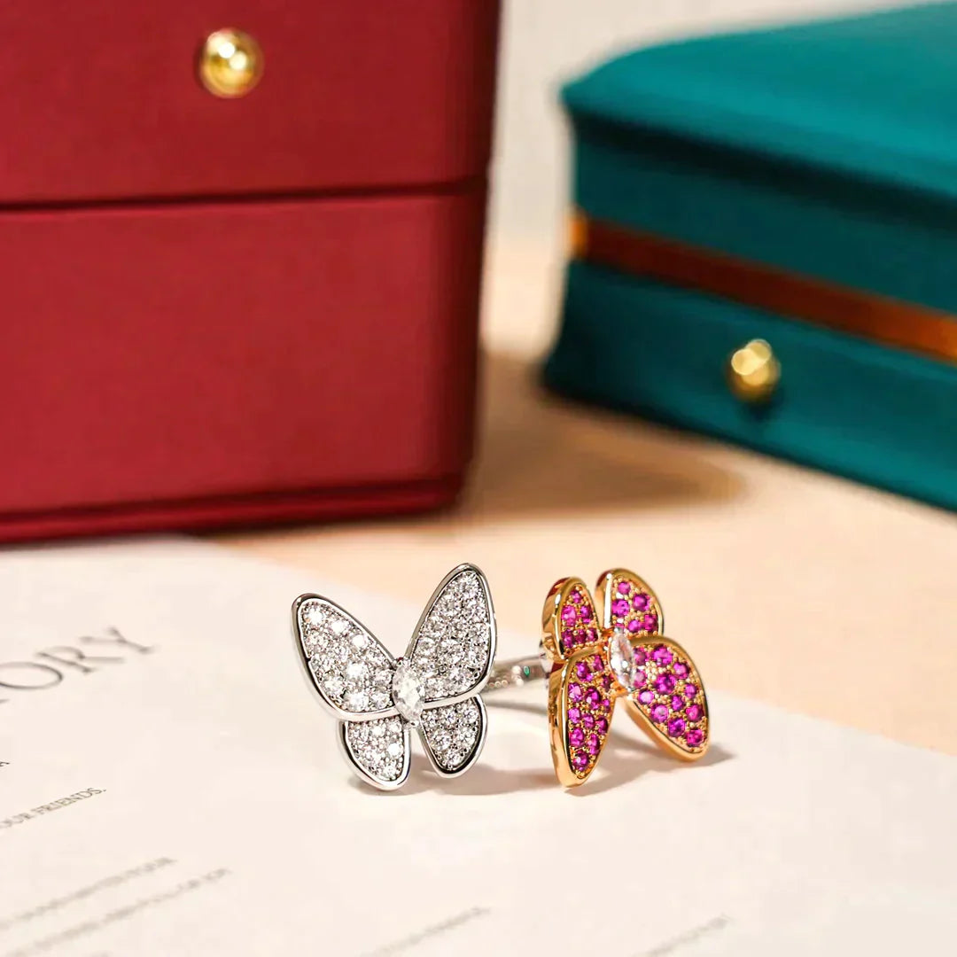 Twin Butterfly Diamond Ring – LUX VERSE Luxury Designer Fashion Outlet
