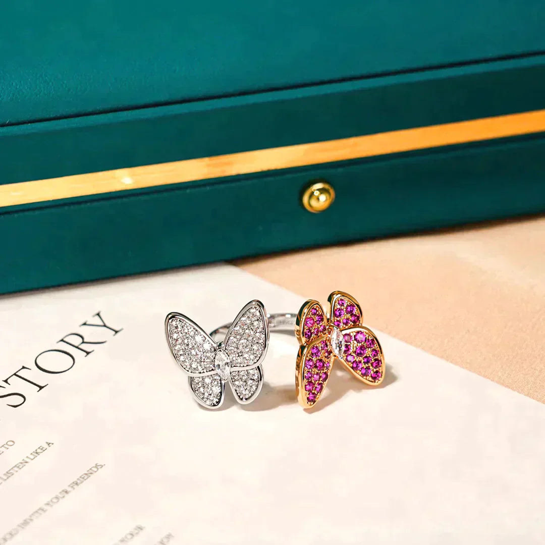 Twin Butterfly Diamond Ring – LUX VERSE Luxury Designer Fashion Outlet