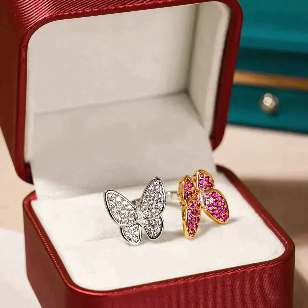 Twin Butterfly Diamond Ring – LUX VERSE Luxury Designer Fashion Outlet