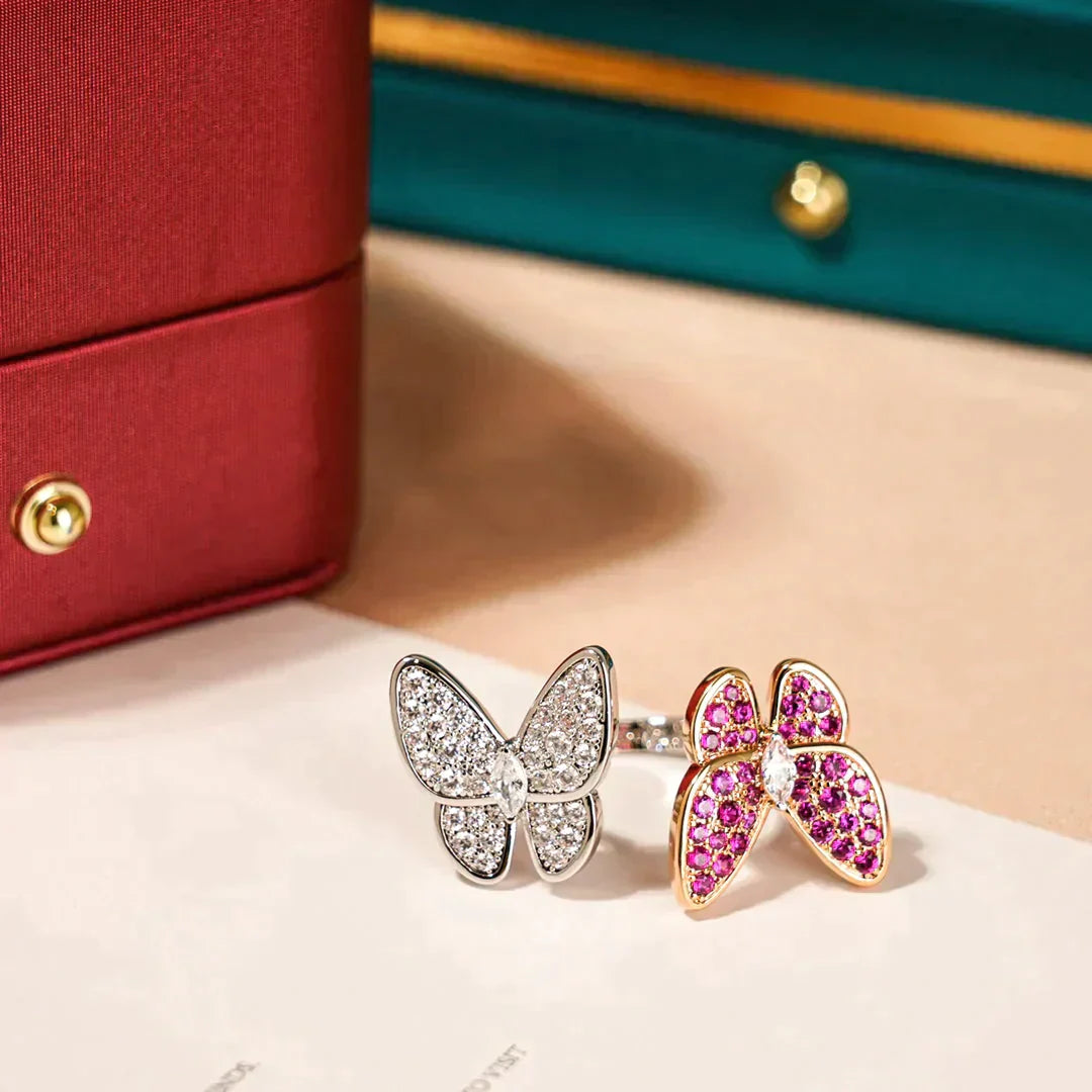 Twin Butterfly Diamond Ring – LUX VERSE Luxury Designer Fashion Outlet