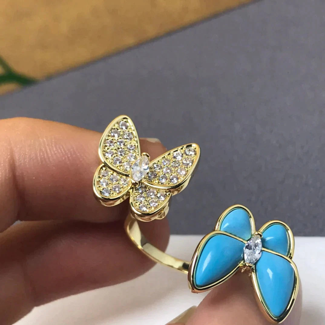 Twin Butterfly Turquoise Diamond Ring – LUX VERSE Luxury Designer Fashion Outlet