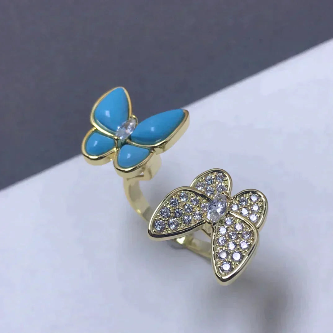 Twin Butterfly Turquoise Diamond Ring – LUX VERSE Luxury Designer Fashion Outlet