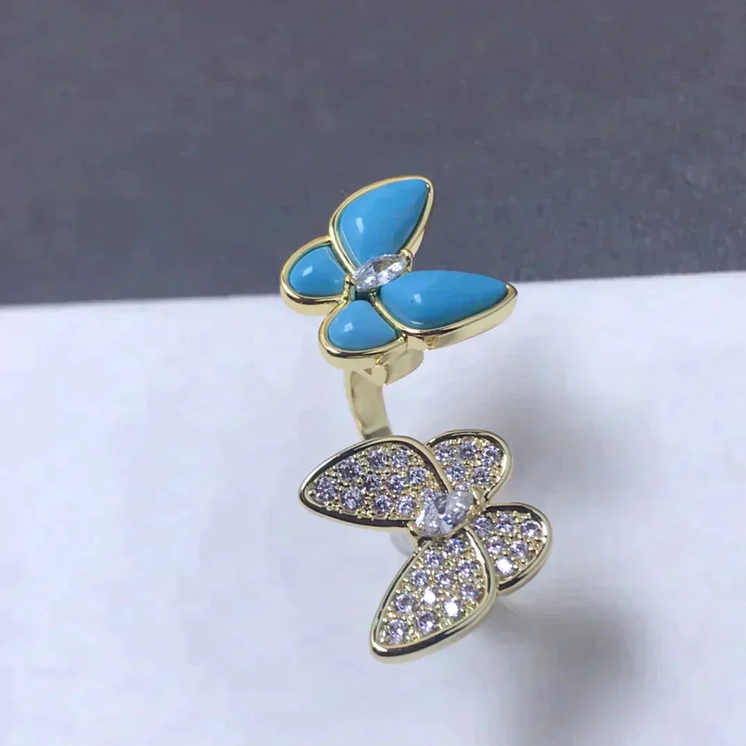 Twin Butterfly Turquoise Diamond Ring – LUX VERSE Luxury Designer Fashion Outlet
