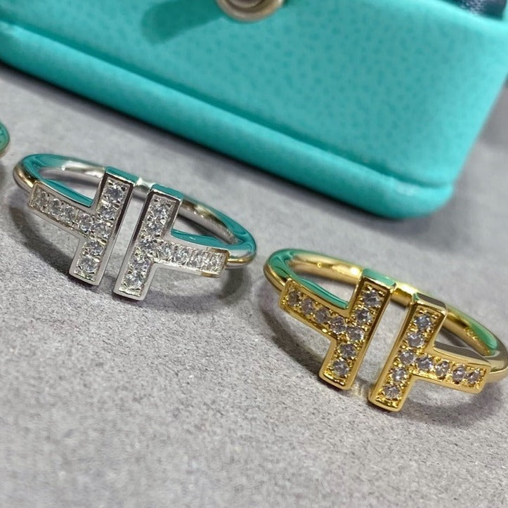 T Wire Ring Diamond Gold – LUX VERSE Luxury Designer Fashion Outlet