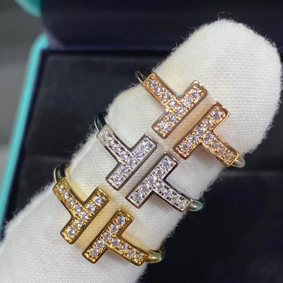 T Wire Ring Diamond Gold – LUX VERSE Luxury Designer Fashion Outlet