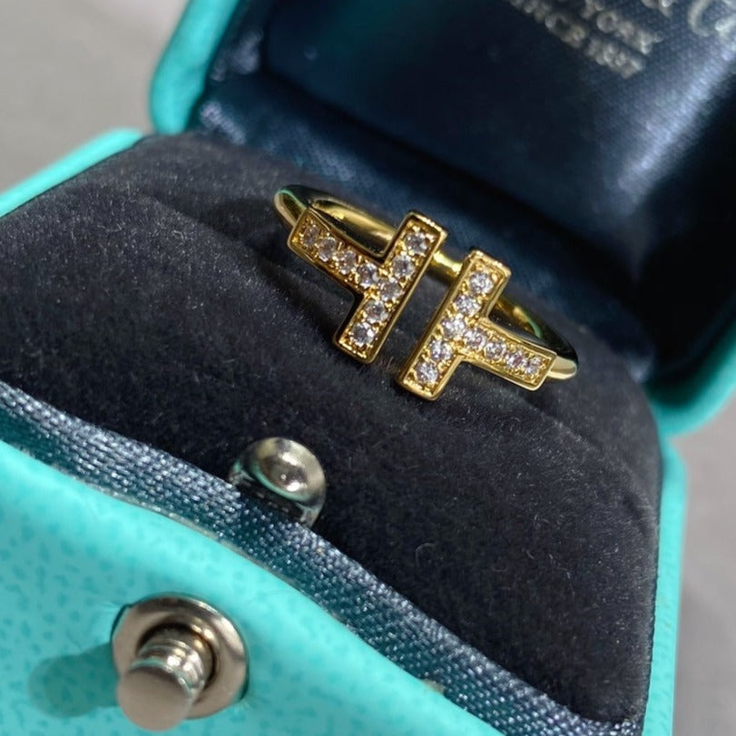 T Wire Ring Diamond Gold – LUX VERSE Luxury Designer Fashion Outlet