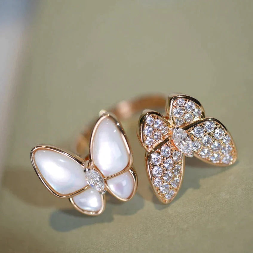 Twin Butterfly Diamond Mop Ring – LUX VERSE Luxury Designer Fashion Outlet