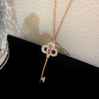 Floret Key Pedant Necklace Pink Diamond – LUX VERSE Luxury Designer Fashion Outlet