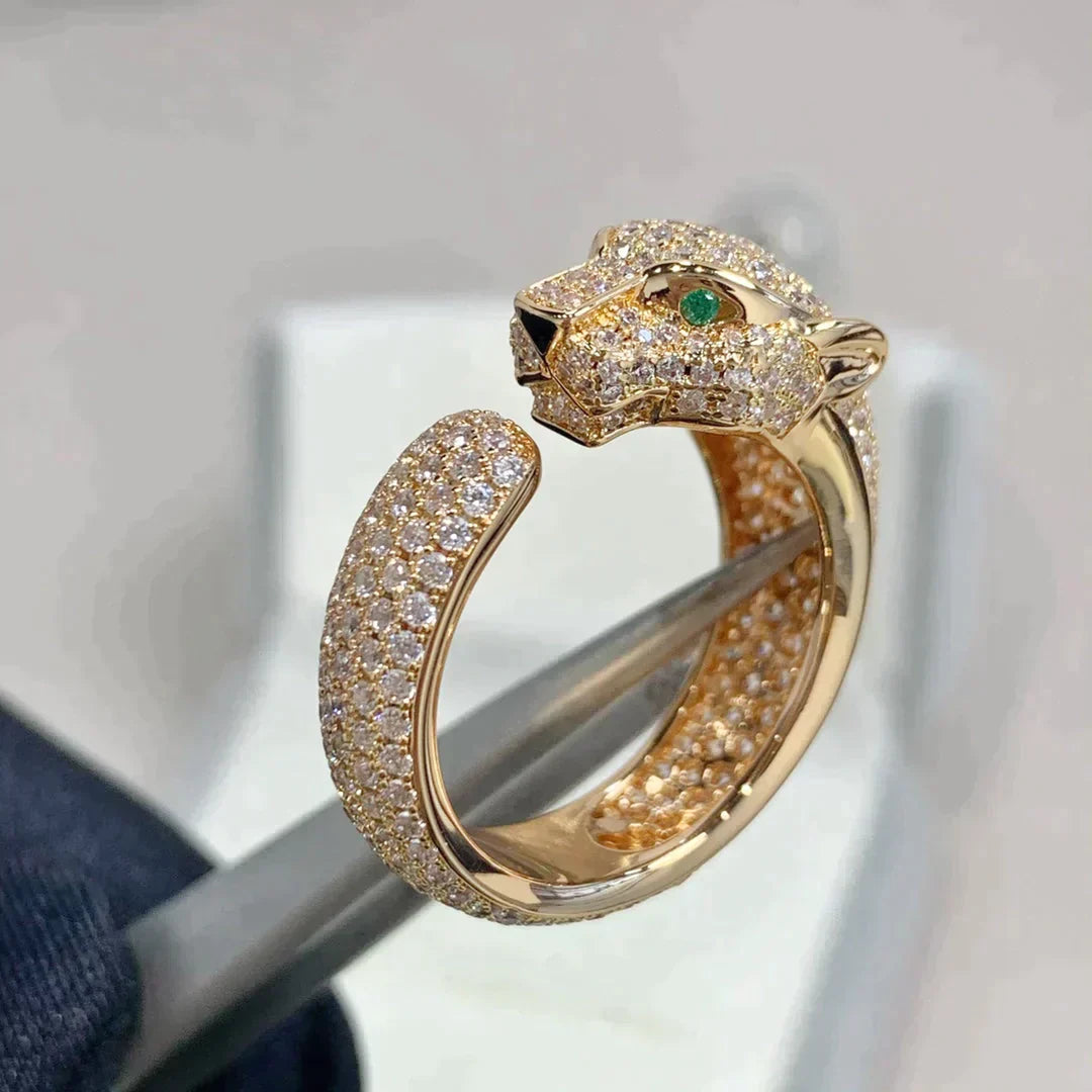 Panthere Rose Gold Diamond Ring – LUX VERSE Luxury Designer Fashion Outlet