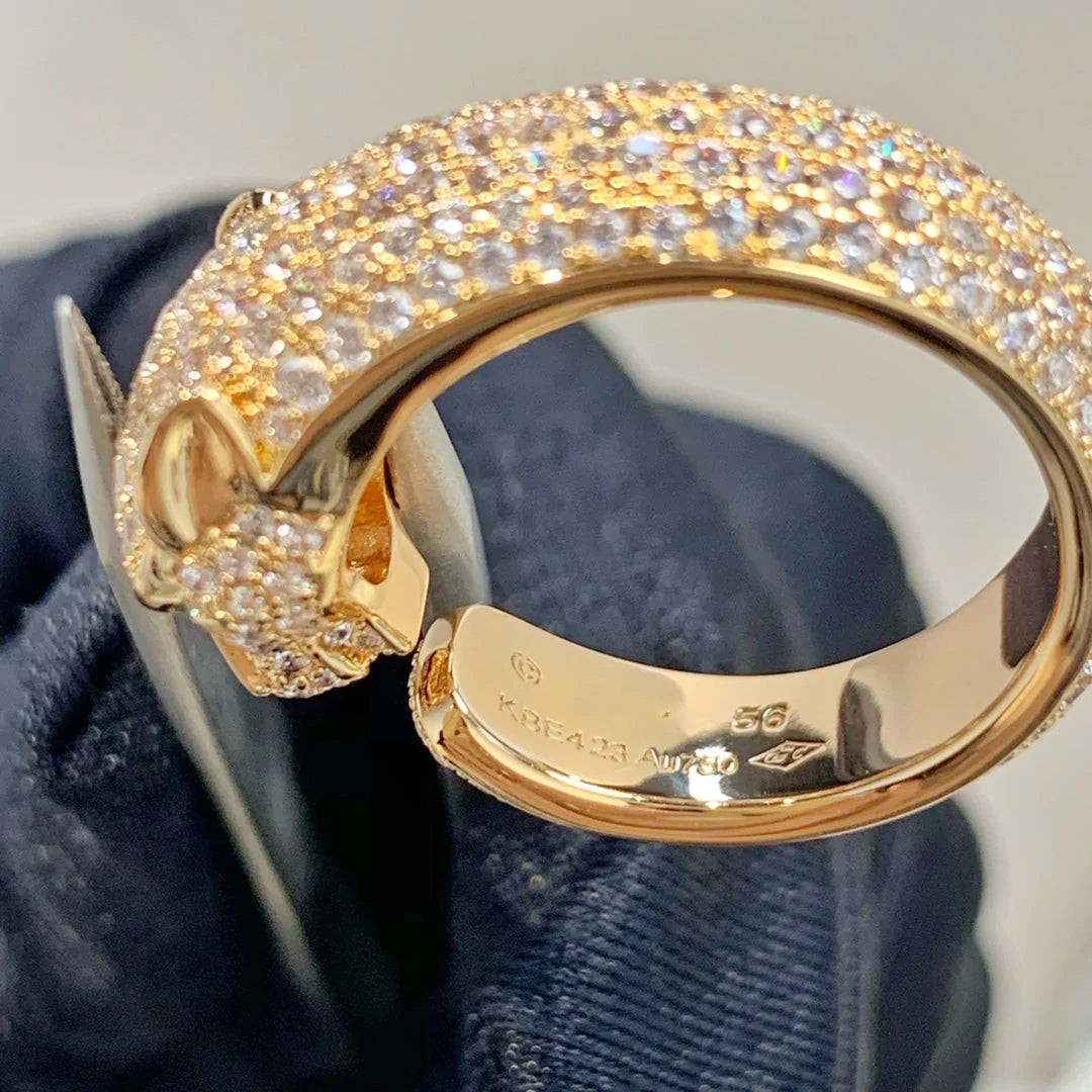 Panthere Rose Gold Diamond Ring – LUX VERSE Luxury Designer Fashion Outlet