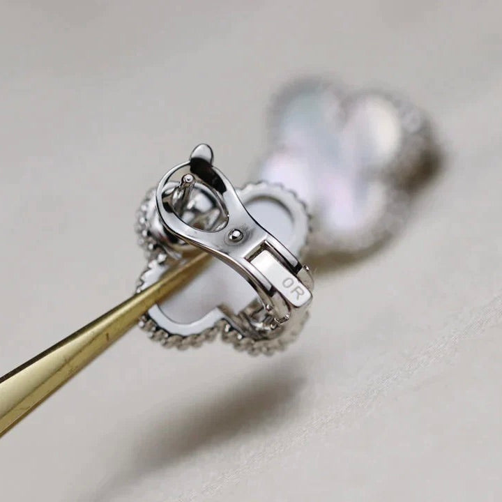 Clover Medium 1 Motifs  White Mop Earrings Silver – LUX VERSE Luxury Designer Fashion Outlet