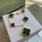 Magic Clover 5 Motifs Malachite Bracelet – LUX VERSE Luxury Designer Fashion Outlet