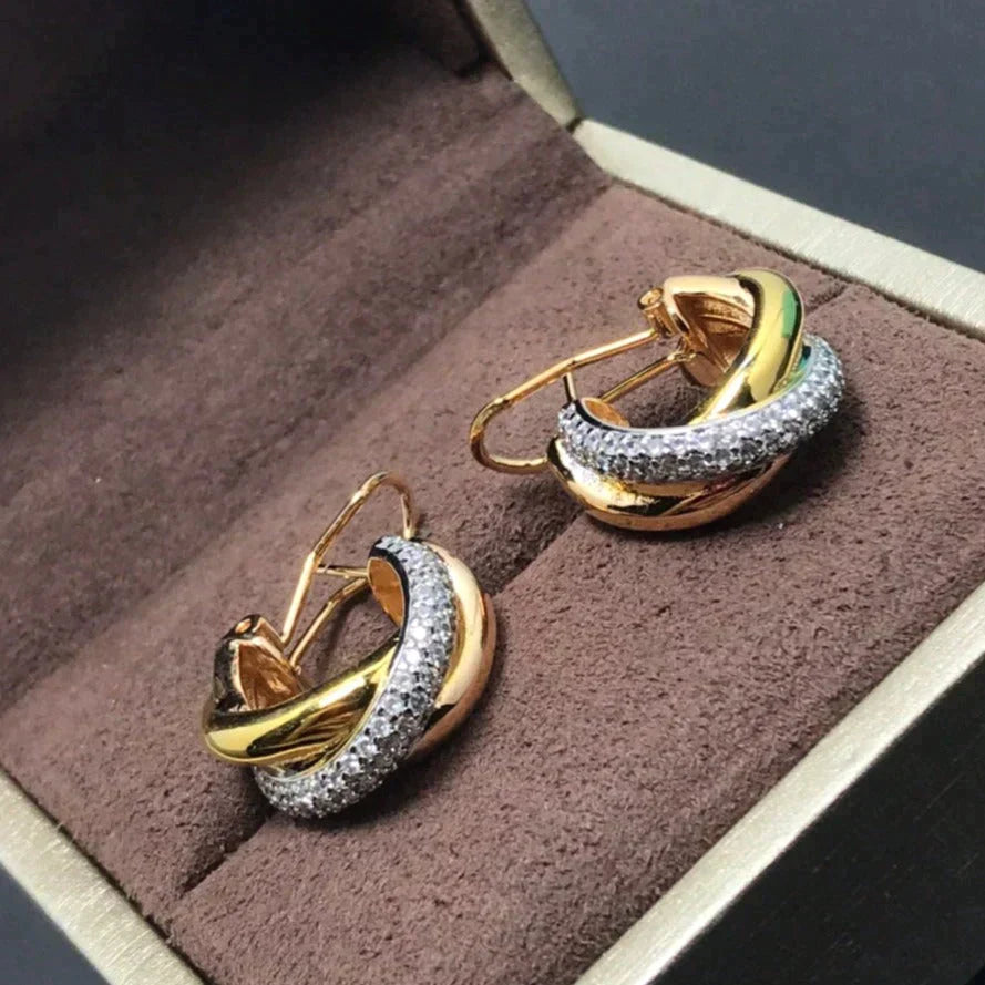 Trinity Rose Gold Diamond Gold Earrings – LUX VERSE Luxury Designer Fashion Outlet