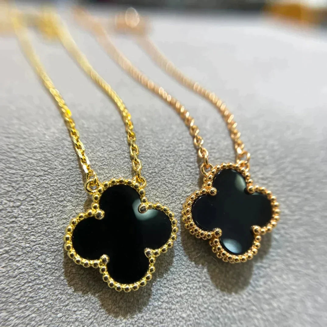 Clover 15mm Black Onyx Single Flower Necklace – LUX VERSE Luxury Designer Fashion Outlet
