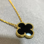 Clover 15mm Black Onyx Single Flower Necklace – LUX VERSE Luxury Designer Fashion Outlet