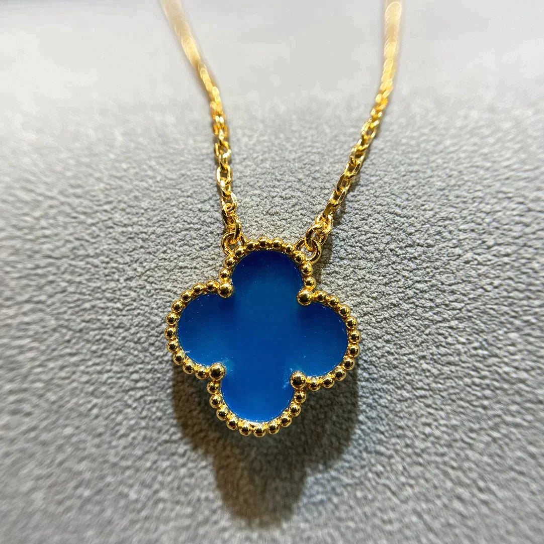 Clover 15mm Blue Agate Necklace – LUX VERSE Luxury Designer Fashion Outlet