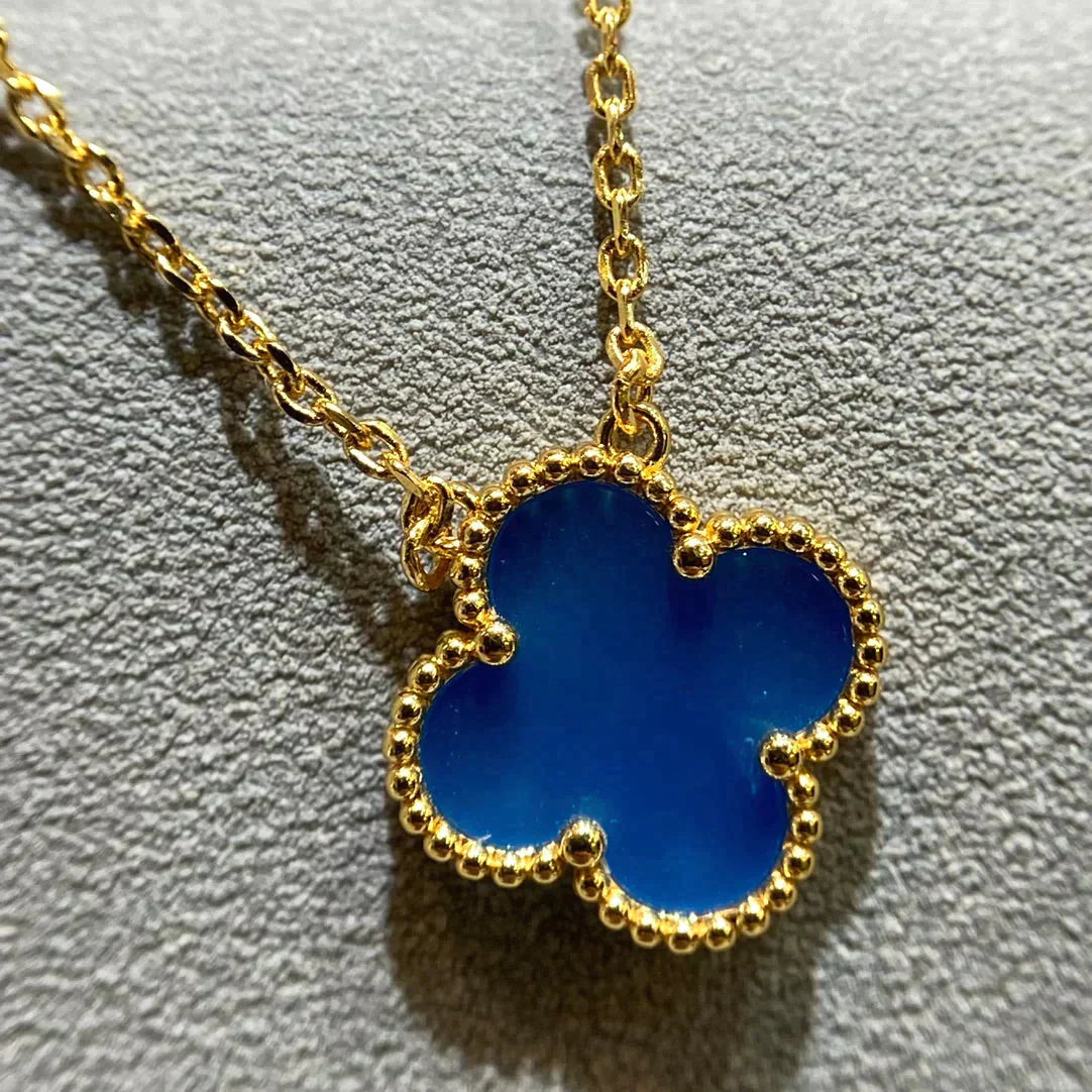 Clover 15mm Blue Agate Necklace – LUX VERSE Luxury Designer Fashion Outlet